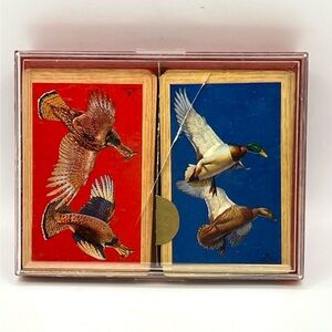 Vintage Double Deck Box Red & Blue Playing Cards Richard Bishop Ducks Geese